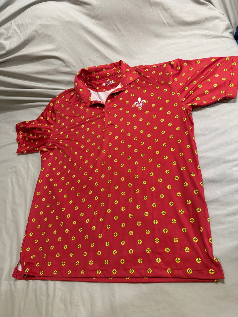 Men's St. Louis Red Polo with Yellow Dot Pattern